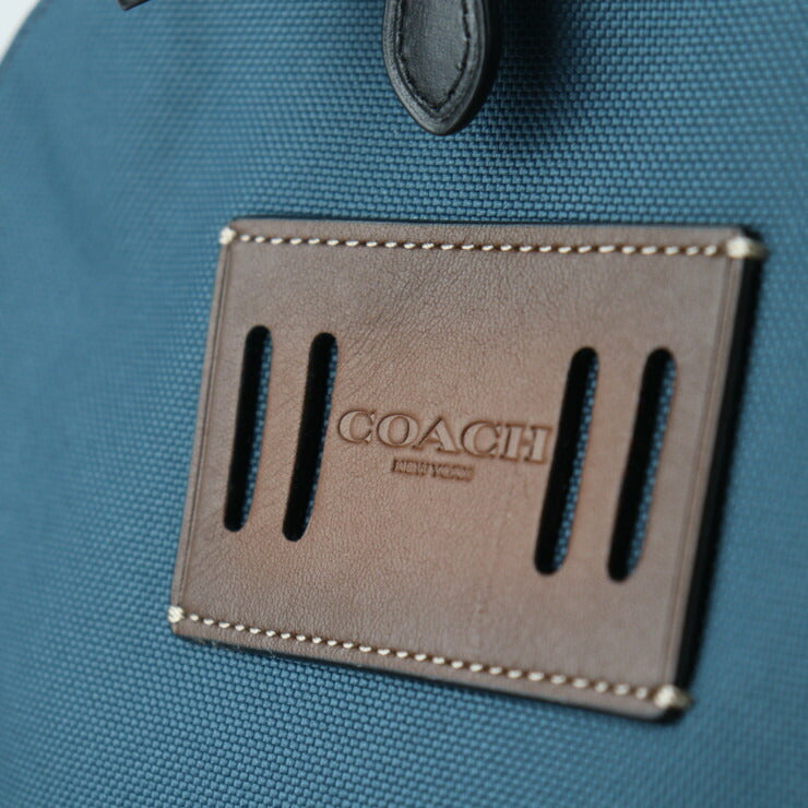 超美品 COACH コーチ West Backpack In Cordura バックパック リュック・デイパック F27609 ナイロンキャンバス × レザー ブルー系 ブラック