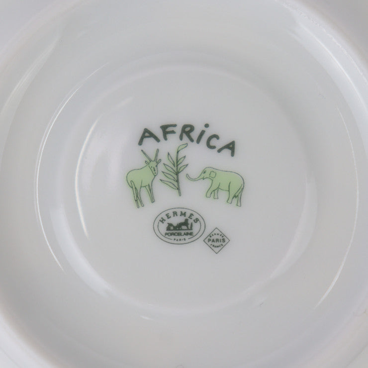 新品未使用展示品 HERMES エルメス アフリカ デミタスカップ＆ソーサー 食器 - 磁器 ポーセリン グリーン系 2客 セット ペア キリン アニマル