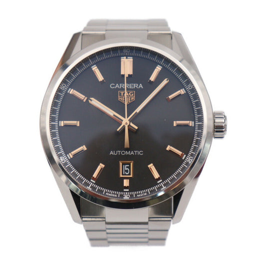 超美品 TAG HEUER タグホイヤー カレラ キャリバー5 デイト 腕時計 WBN2113.BA0639 ステンレススチール シルバー ブラック文字盤 自動巻き