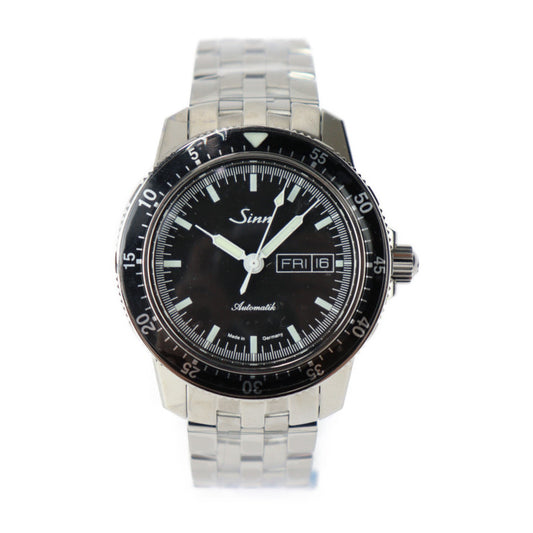 新品未使用展示品 Sinn ジン インストゥルメント ウォッチ パイロットウォッチ104シリーズ 腕時計 104.ST.SA.A ステンレススチール シルバー ブラック文字盤 自動巻き デイデイト 5連ブレスレット仕様