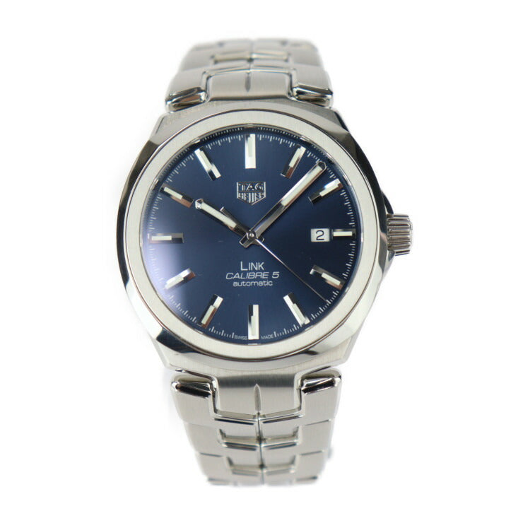 美品 TAG HEUER タグホイヤー リンク キャリバー5 腕時計 WBC2112.BA0603 ステンレススチール シルバー ブルー文字盤 自動巻き デイト