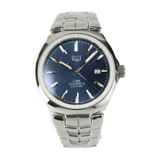 美品 TAG HEUER タグホイヤー リンク キャリバー5 腕時計 WBC2112.BA0603 ステンレススチール シルバー ブルー文字盤 自動巻き デイト