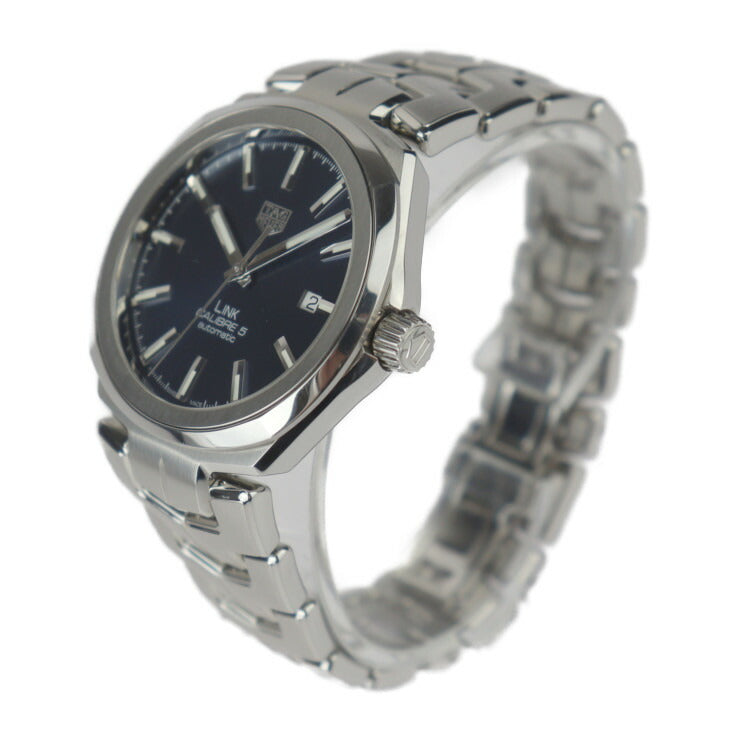 美品 TAG HEUER タグホイヤー リンク キャリバー5 腕時計 WBC2112.BA0603 ステンレススチール シルバー ブルー文字盤 自動巻き デイト