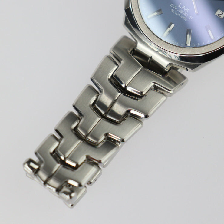 美品 TAG HEUER タグホイヤー リンク キャリバー5 腕時計 WBC2112.BA0603 ステンレススチール シルバー ブルー文字盤 自動巻き デイト