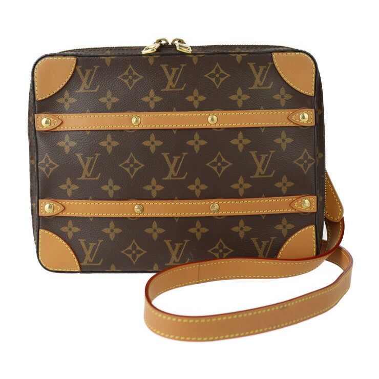 超美品 LOUIS VUITTON ルイ ヴィトン ソフトトランク メッセンジャーPM ショルダーバッグ M68494 モノグラムキャンバス レザー ブラウン ゴールド金具 ラウンドファスナー ビトン
