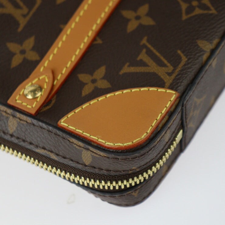 超美品 LOUIS VUITTON ルイ ヴィトン ソフトトランク メッセンジャーPM ショルダーバッグ M68494 モノグラムキャンバス レザー ブラウン ゴールド金具 ラウンドファスナー ビトン