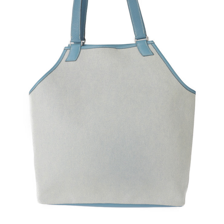 美品 HERMES エルメス ジャルディニエ PM トートバッグ - トワルアッシュ トリヨンクレマンス ナチュラル ブルージーン シルバー金具 ショルダーバッグ