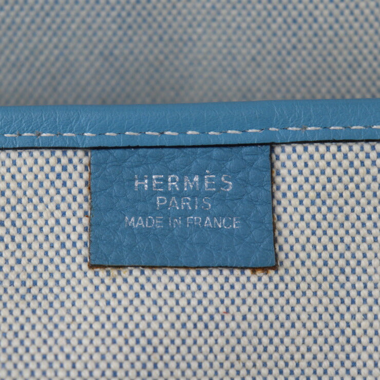 美品 HERMES エルメス ジャルディニエ PM トートバッグ - トワルアッシュ トリヨンクレマンス ナチュラル ブルージーン シルバー金具 ショルダーバッグ