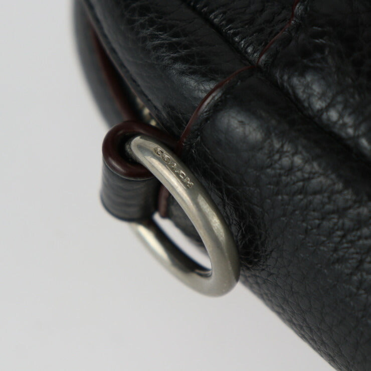 美品 COACH コーチ ブリーフケース HAMILTON ハミルトン ビジネスバッグ F11319 ペプルドレザー ブラック シルバー金具 2WAY ショルダーバッグ