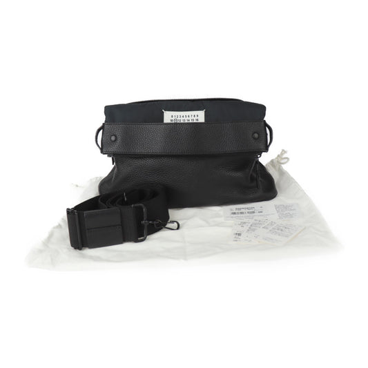 美品 Maison Margiela メゾン マルジェラ バッグ ショルダーバッグ S55WG0125 P1858 鹿革×ナイロン ブラック シルバー金具 2WAY クラッチバッグ ハンドバッグ