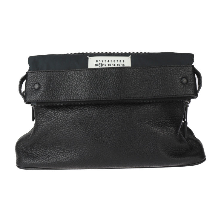 美品 Maison Margiela メゾン マルジェラ バッグ ショルダーバッグ S55WG0125 P1858 鹿革×ナイロン ブラック シルバー金具 2WAY クラッチバッグ ハンドバッグ