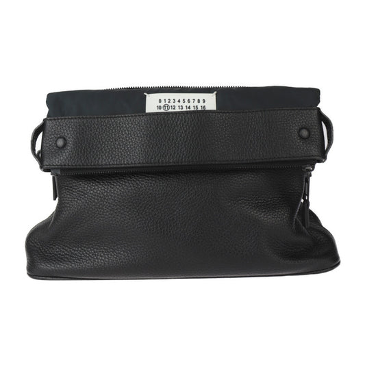 美品 Maison Margiela メゾン マルジェラ バッグ ショルダーバッグ S55WG0125 P1858 鹿革×ナイロン ブラック シルバー金具 2WAY クラッチバッグ ハンドバッグ