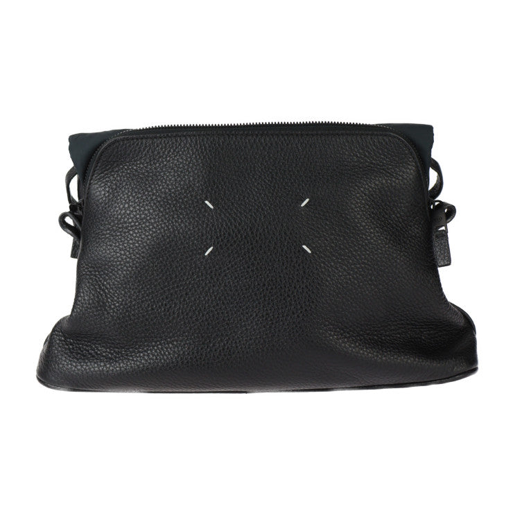 美品 Maison Margiela メゾン マルジェラ バッグ ショルダーバッグ S55WG0125 P1858 鹿革×ナイロン ブラック シルバー金具 2WAY クラッチバッグ ハンドバッグ