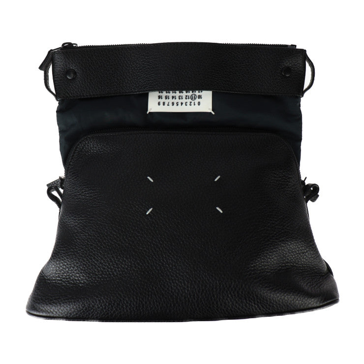 美品 Maison Margiela メゾン マルジェラ バッグ ショルダーバッグ S55WG0125 P1858 鹿革×ナイロン ブラック シルバー金具 2WAY クラッチバッグ ハンドバッグ