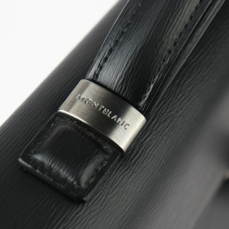 超美品 MONTBLANC モンブラン 4810 ウエストサイド シングルガセット ブリーフケース ビジネスバッグ 7578 レザー ブラック シルバー金具 2WAY ショルダーバッグ 書類鞄