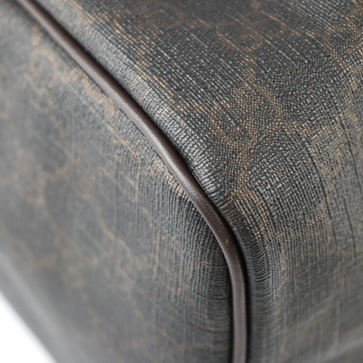 美品 GUCCI グッチ バッグ GGスプリーム ハンドバッグ 322231 PVC レザー ダークブラウン ゴールド金具 2WAY ミニ ボストンバッグ ショルダーバッグ