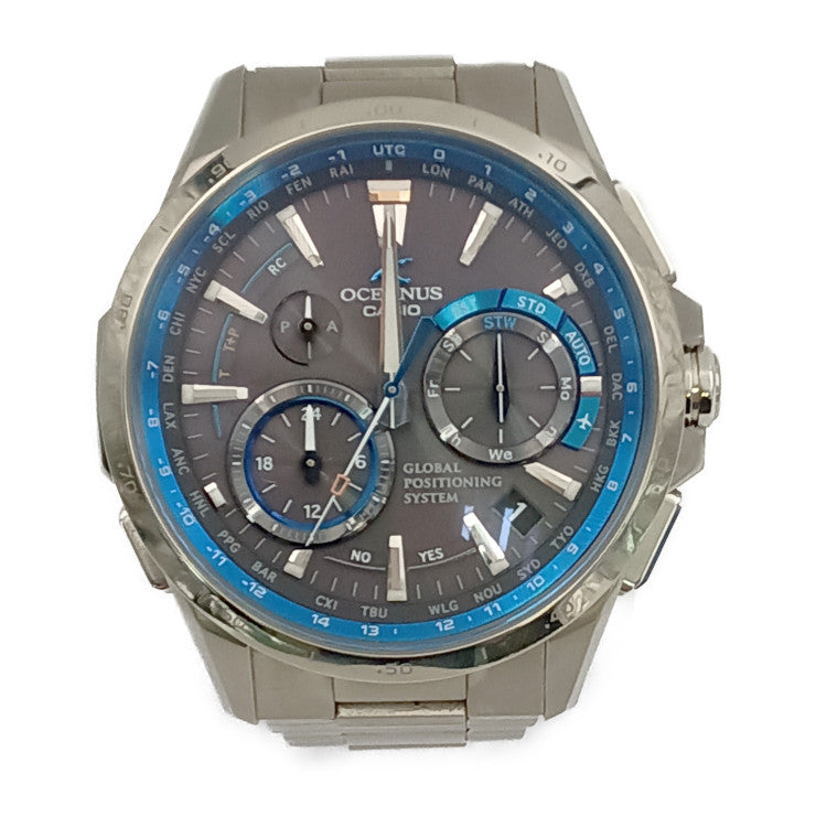 CASIO カシオ 腕時計 OCEANUS オシアナス OCW-G1000-1AJF シルバー ブルー ブラック文字盤 チタン メンズ GPSハイブリッド 電波ソーラー