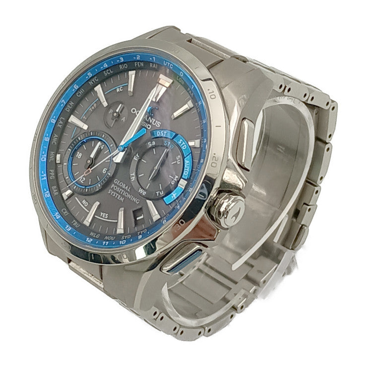 CASIO カシオ 腕時計 OCEANUS オシアナス OCW-G1000-1AJF シルバー ブルー ブラック文字盤 チタン メンズ GPSハイブリッド 電波ソーラー