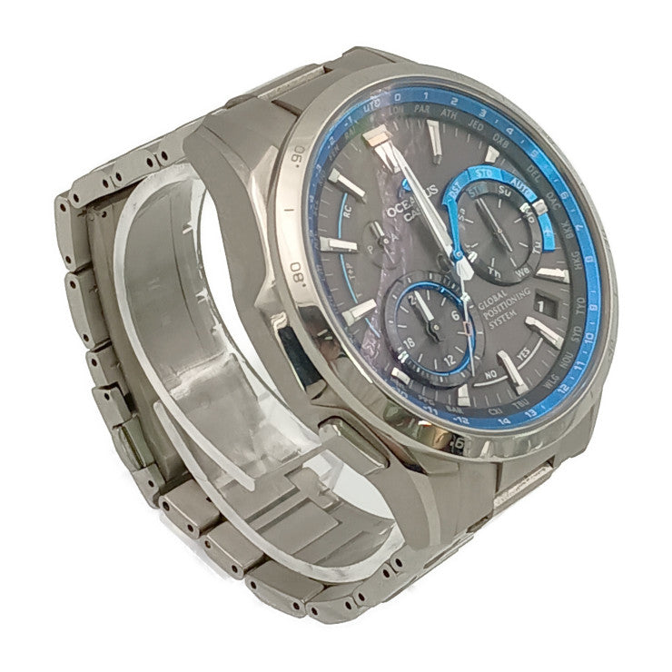 CASIO カシオ 腕時計 OCEANUS オシアナス OCW-G1000-1AJF シルバー ブルー ブラック文字盤 チタン メンズ GPSハイブリッド 電波ソーラー