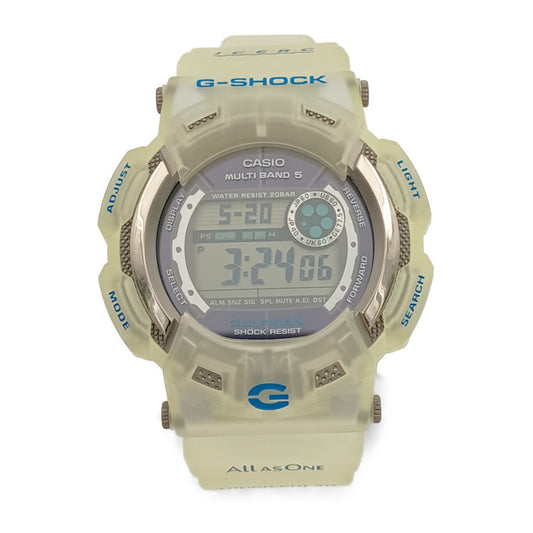 美品 CASIO カシオ 腕時計 G-SHOCK MASTER OF G-SEA GULFMAN Gショック ガルフマン GW-9101K-7JR クリア ホワイト デジタル文字盤 チタン 樹脂 メンズ  I.C.E.R.Cコラボ