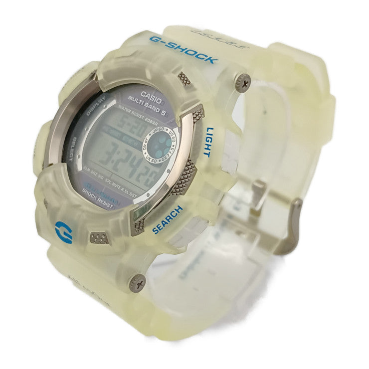 美品 CASIO カシオ 腕時計 G-SHOCK MASTER OF G-SEA GULFMAN Gショック ガルフマン GW-9101K-7JR クリア ホワイト デジタル文字盤 チタン 樹脂 メンズ  I.C.E.R.Cコラボ