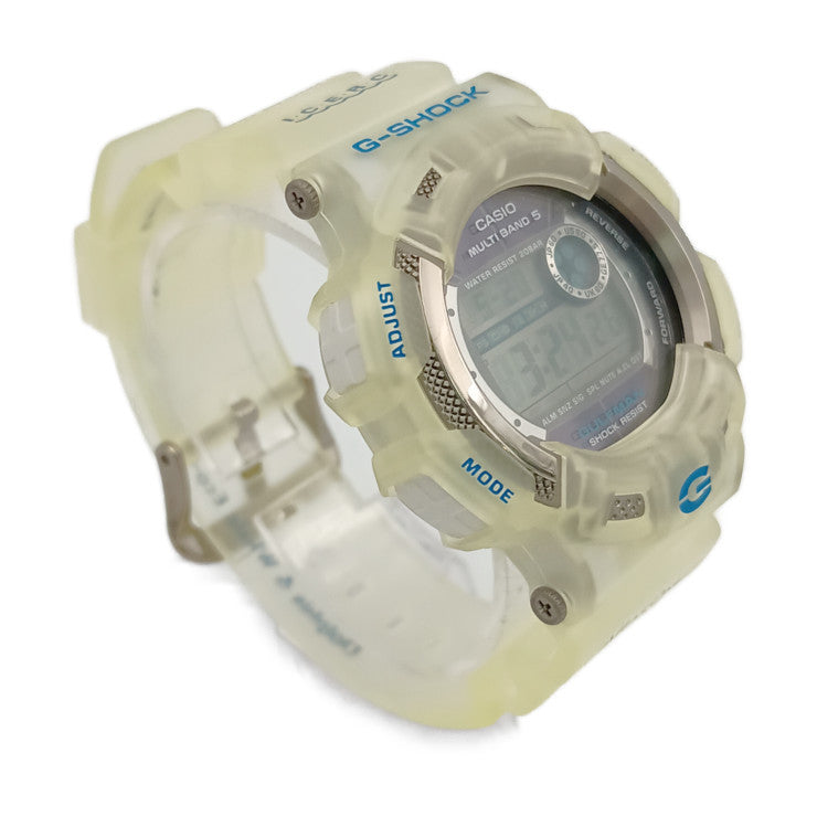 美品 CASIO カシオ 腕時計 G-SHOCK MASTER OF G-SEA GULFMAN Gショック ガルフマン GW-9101K-7JR クリア ホワイト デジタル文字盤 チタン 樹脂 メンズ  I.C.E.R.Cコラボ