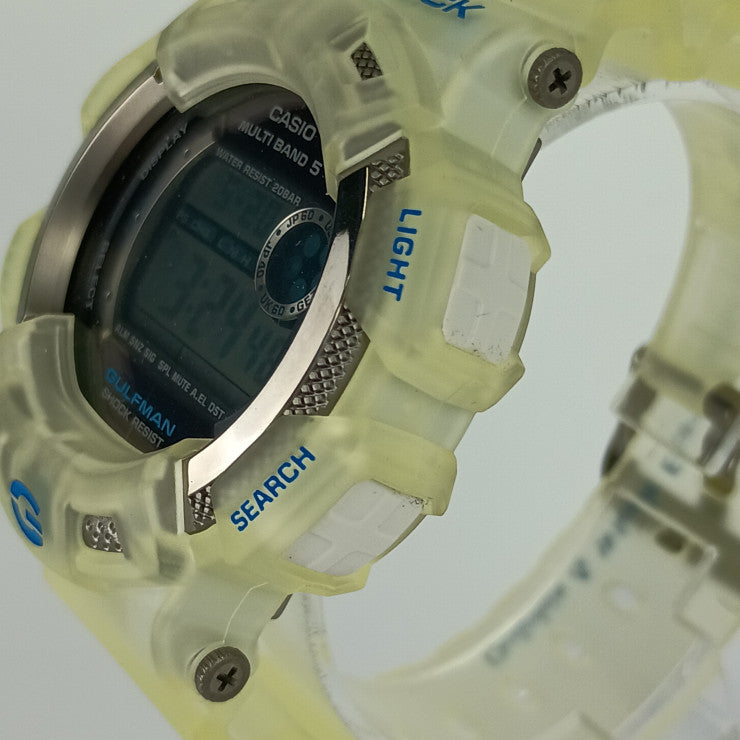 美品 CASIO カシオ 腕時計 G-SHOCK MASTER OF G-SEA GULFMAN Gショック ガルフマン GW-9101K-7JR クリア ホワイト デジタル文字盤 チタン 樹脂 メンズ  I.C.E.R.Cコラボ
