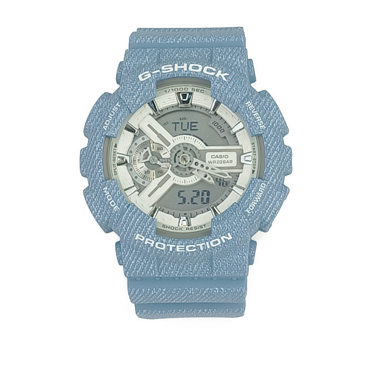 新品未使用展示品 CASIO カシオ 腕時計 G-SHOCK GA-110DC-2A7ER（GA-110DC-2A7JF） ライトブルー系 ホワイト デジタル文字盤 樹脂 ステンレス メンズ デジタル クオーツ デニム柄