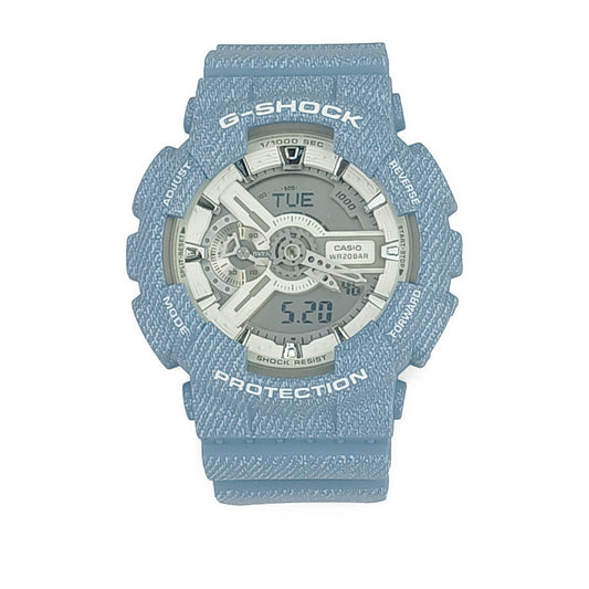 新品未使用展示品 CASIO カシオ 腕時計 G-SHOCK GA-110DC-2A7ER（GA-110DC-2A7JF） ライトブルー系 ホワイト デジタル文字盤 樹脂 ステンレス メンズ デジタル クオーツ デニム柄