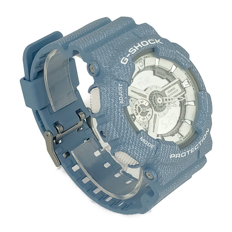 新品未使用展示品 CASIO カシオ 腕時計 G-SHOCK GA-110DC-2A7ER（GA-110DC-2A7JF） ライトブルー系 ホワイト デジタル文字盤 樹脂 ステンレス メンズ デジタル クオーツ デニム柄