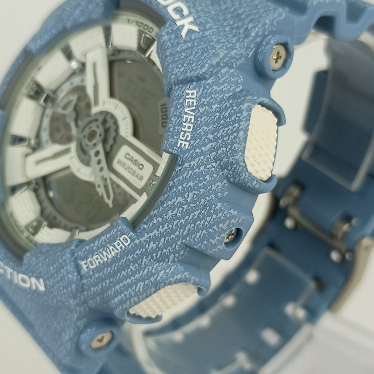 新品未使用展示品 CASIO カシオ 腕時計 G-SHOCK GA-110DC-2A7ER（GA-110DC-2A7JF） ライトブルー系 ホワイト デジタル文字盤 樹脂 ステンレス メンズ デジタル クオーツ デニム柄