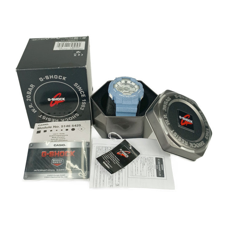 新品未使用展示品 CASIO カシオ 腕時計 G-SHOCK GA-110DC-2A7ER（GA-110DC-2A7JF） ライトブルー系 ホワイト デジタル文字盤 樹脂 ステンレス メンズ デジタル クオーツ デニム柄