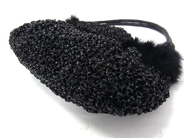 ANTEPRIMA アンテプリマ ハンドバッグ ワイヤーバッグ ブラック系 PVC ファー サテン レディース リボン 超美品