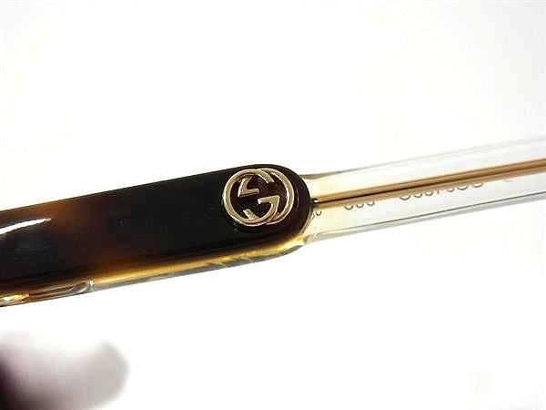 GUCCI グッチ メガネ インターロッキングG GG0485O 003 ブラウン系 クリア ゴールド プラスチック メタル ユニセックス 伊達眼鏡 美品