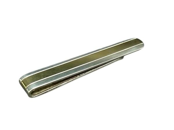 TIFFANY＆Co ティファニー ネクタイピン ストライプ コンビ タイバー シルバー ゴールド系 SV925 18K メンズ 美品