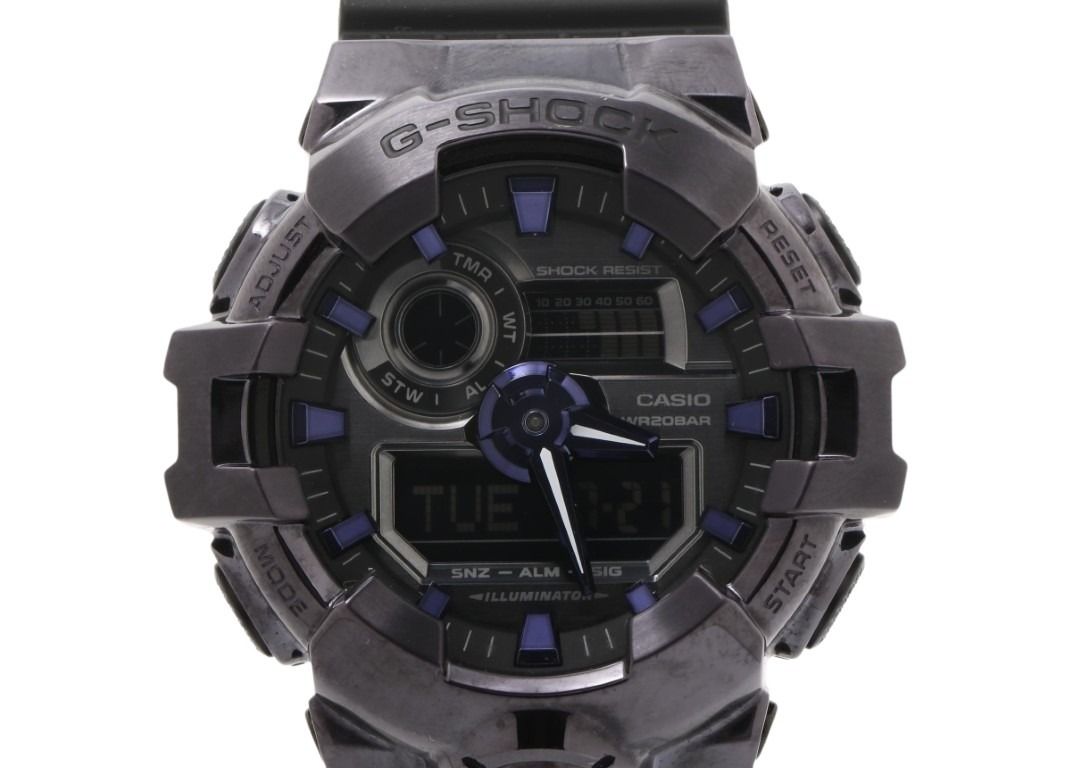 CASIO カシオ 時計 G-SHOCK ANALOG-DIGITAL 700 SERIES GM-700P-6AJF ブラック パープル系 樹脂／ステンレススチール 樹脂バンド メンズ アナデジ 超美品