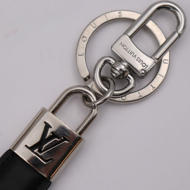 LOUIS VUITTON ルイ ヴィトン ドラゴンヌ LV パドロック キーホルダー M00745 レザー メタル ブラック シルバー キーリング ビトン