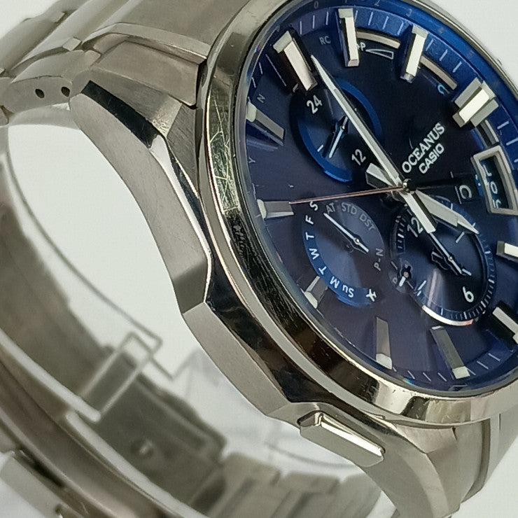CASIO カシオ メンズ腕時計 OCEANUS オシアナス OCW-G2000-2AJF シルバー ブルー文字盤 チタン メンズ Bluetooth搭載 GPS 電波ソーラー