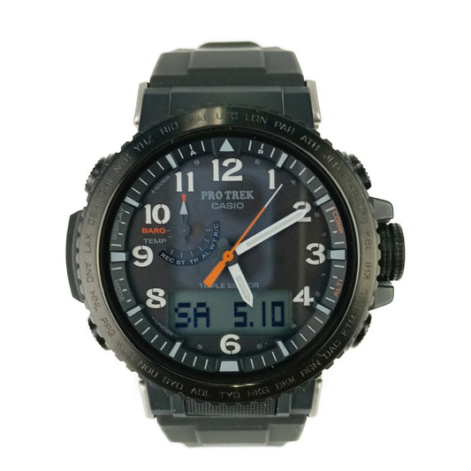 超美品 CASIO カシオ 腕時計 PRO TREK Climber Line プロトレック クライマーライン PRW-50Y-1AJF ブラック 樹脂 ステンレス メンズ アナデジ ソーラー電波