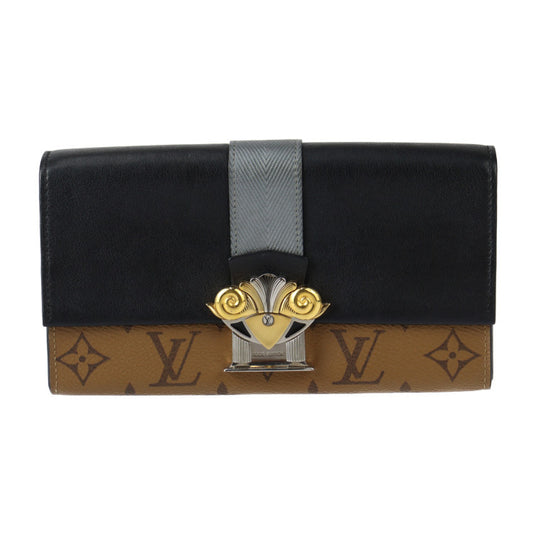 美品 LOUIS VUITTON ルイ ヴィトン ポルトフォイユ サラ モノグラムリバース 長財布 M64488 PVC カーフレザー ブラウン フラップ ビトン