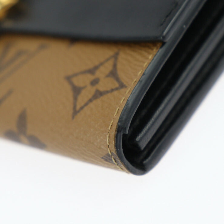 美品 LOUIS VUITTON ルイ ヴィトン ポルトフォイユ サラ モノグラムリバース 長財布 M64488 PVC カーフレザー ブラウン フラップ ビトン