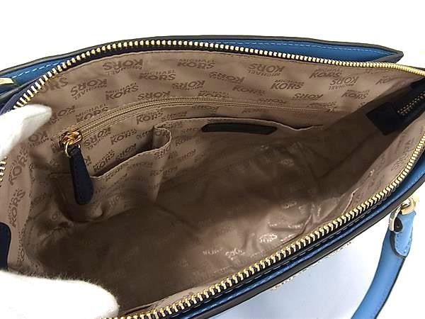 MICHAEL KORS マイケルコース ハンドバッグ エリス 35H7GE0S3T ブルー系 レザー レディース 2WAY ショルダーバッグ ゴールド金具 超美品