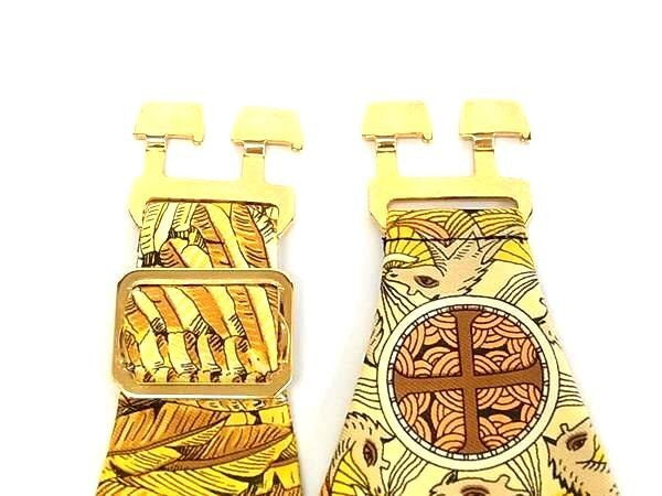 HERMES エルメス フォーマルセット LE ROY SOLEIL 太陽王 カマーバンド 蝶ネクタイ 2点セット ブラック系×イエロー系 マルチカラー シルク100% メンズ 美品