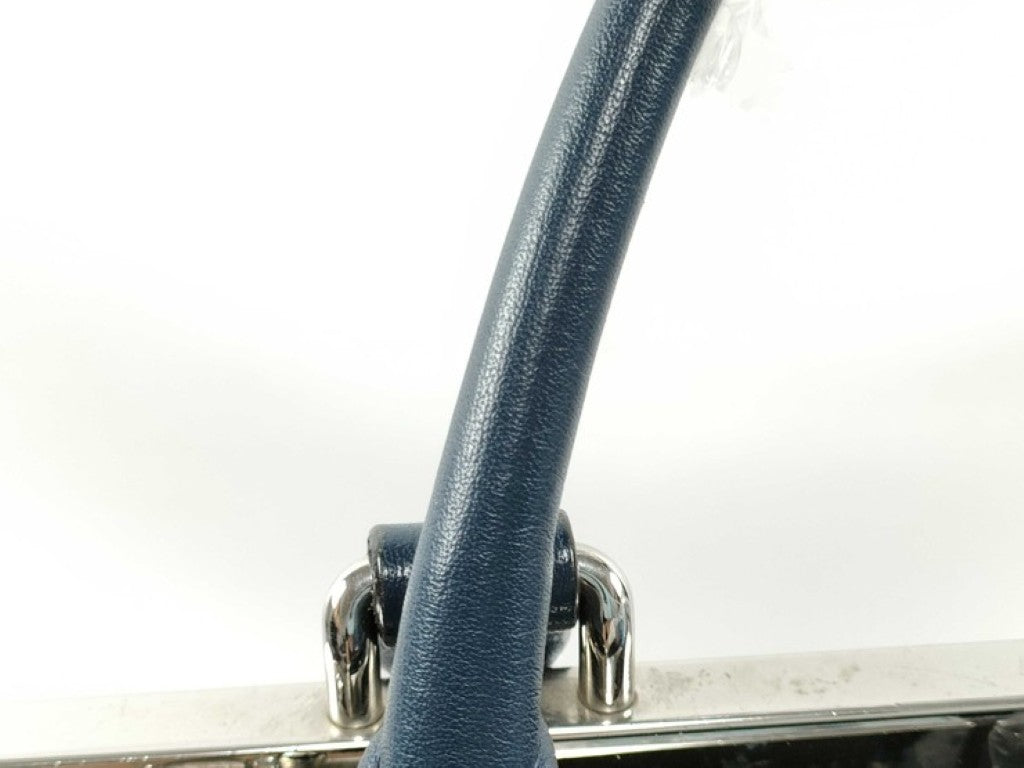 FENDI フェンディ ハンドバッグ トロワジュール 8BH279 ブルー系 レザー レディース 2WAY シルバー金具 美品