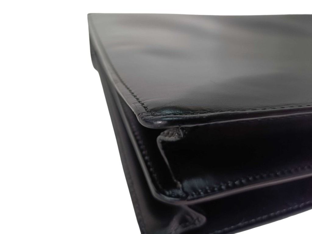 LOEWE ロエベ ビジネスバッグ ディプロマティコ アナグラム ブラック系 レザー メンズ ブリーフケース シルバー金具 美品