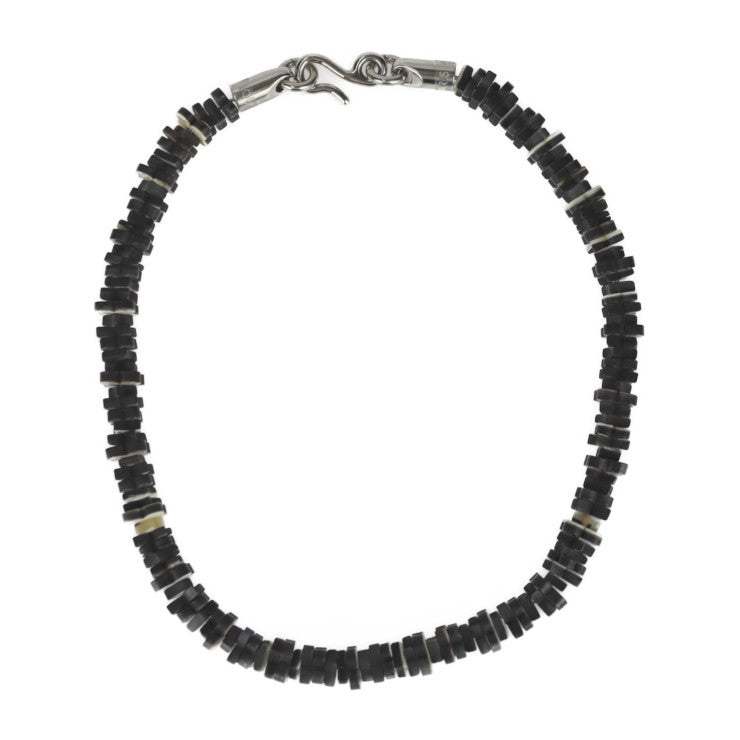 Very good condition LOUIS VUITTON Collier Tropical Flowers Necklace MP1965 Wood Dark Gray Black Dark Brown Ivory Silver hardware Necklace Vuitton