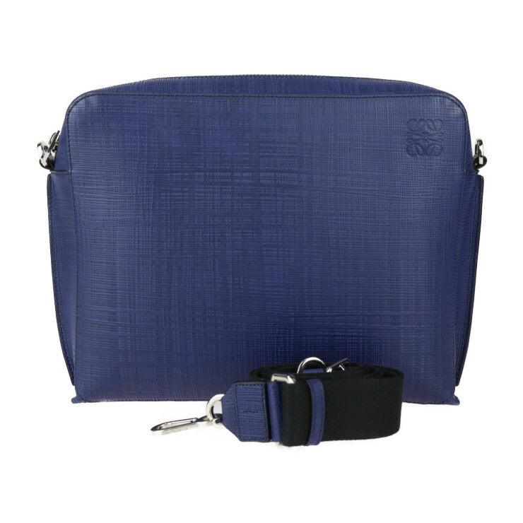 超美品 LOEWE ロエベ ゴヤ レポーター ショルダーバッグ 316.60.P63 カーフレザー ブルー系 シルバー金具 アナグラム メッセンジャーバッグ