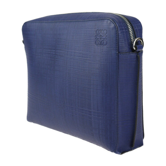 超美品 LOEWE ロエベ ゴヤ レポーター ショルダーバッグ 316.60.P63 カーフレザー ブルー系 シルバー金具 アナグラム メッセンジャーバッグ