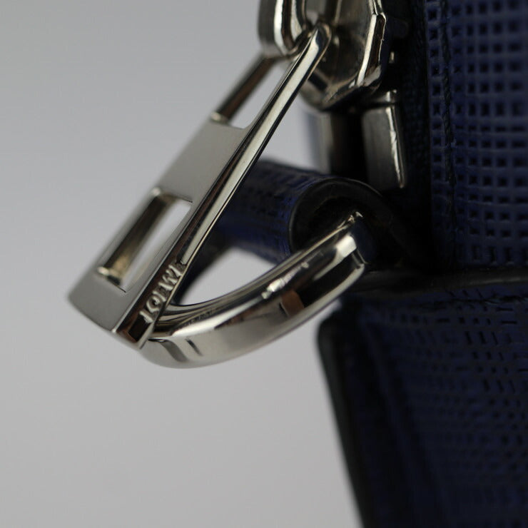 超美品 LOEWE ロエベ ゴヤ レポーター ショルダーバッグ 316.60.P63 カーフレザー ブルー系 シルバー金具 アナグラム メッセンジャーバッグ