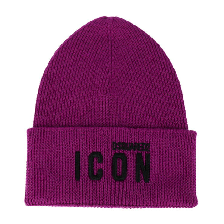 新品未使用展示品 DSQUARED2 ディースクエアード Icon Knit Beanie アイコン ニット ビーニー ニットキャップ KNW000101W04973M1638 ウール100％ パープル系 ニット帽